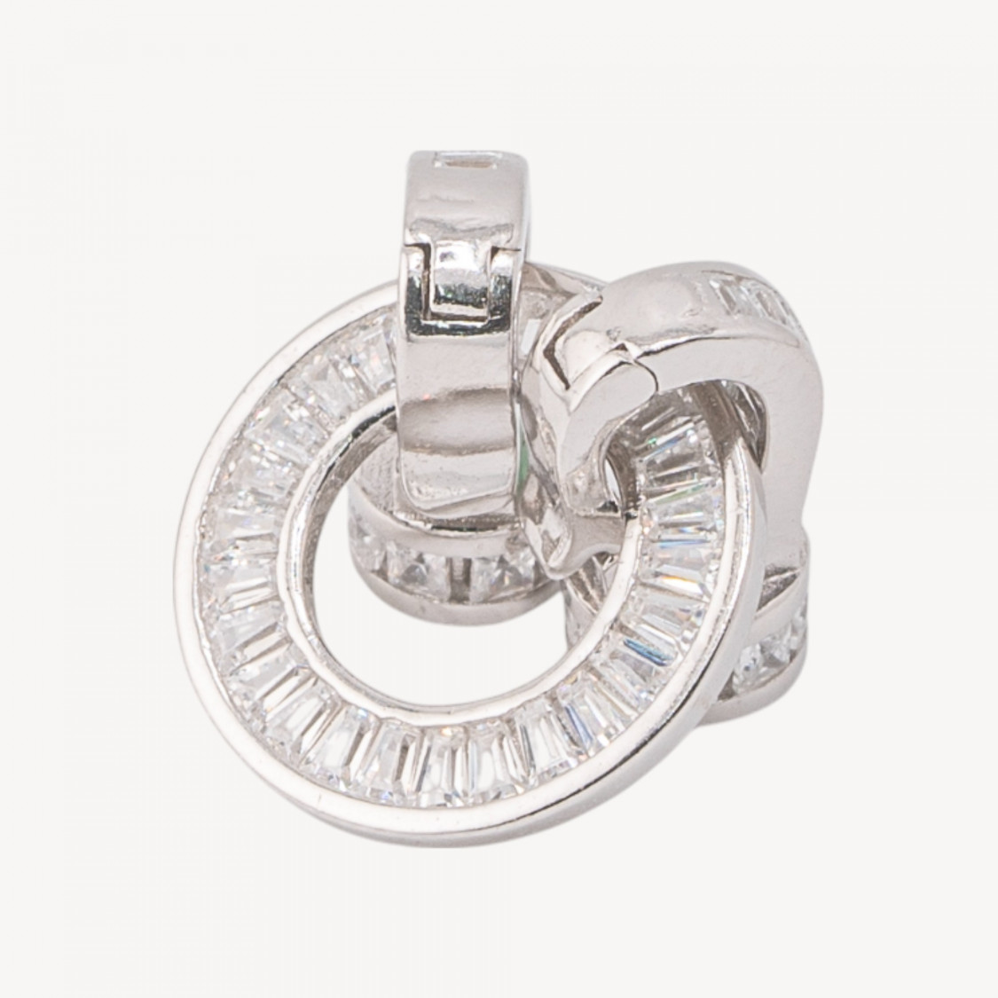 Chiusure Di Argento 925 Con Zirconi 14,5x28mm Tondo con Coppette da 6mm 1pz Rodiato-Fermoir en argent 925 à faire soi-même | Worldofjewel.com