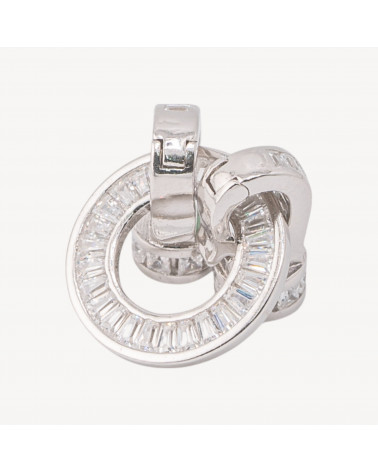 Chiusure Di Argento 925 Con Zirconi 14,5x28mm Tondo con Coppette da 6mm 1pz Rodiato-Fermoir en argent 925 à faire soi-même | Worldofjewel.com