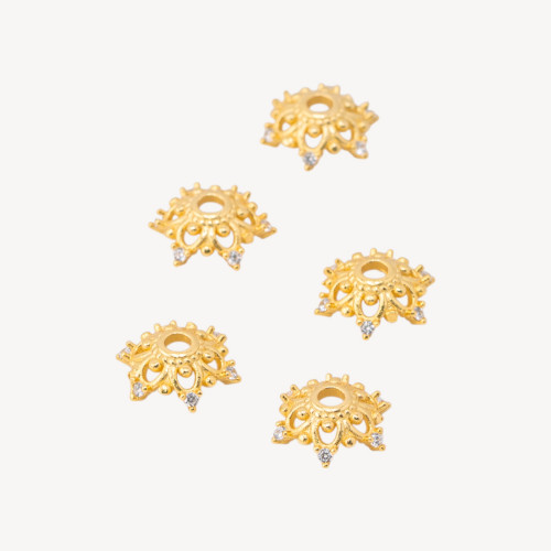 925 Silver Cup Component 11mm 5pcs Gold Plated