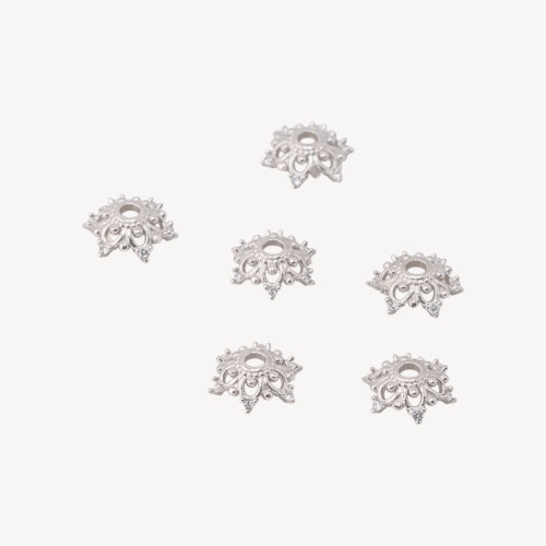 925 Silver Cup Component 11mm 6pcs Rhodium Plated