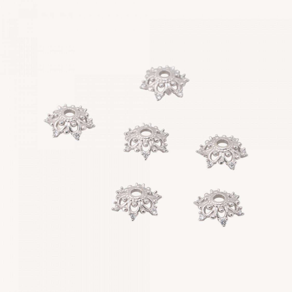 Componente Coppette In Argento 925 11mm 6pz Rodiato-TASSES PERFORÉES | Worldofjewel.com