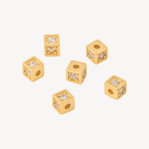 Entretoise en argent 925 et zircone cubique, 4 mm, 6 pièces, plaquée or