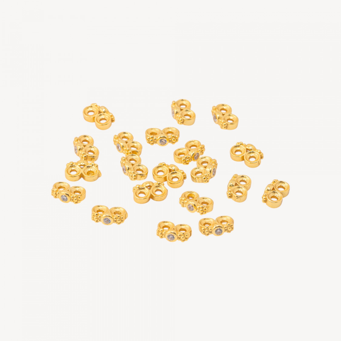 Componente Distanziatore Multifilo In Argento 925 Barretta A 2 Fili Con Zircone 7x2,5mm 20pz Dorato-PAVE' CONNECTEURS | Worldofjewel.com