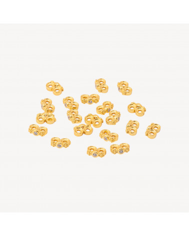 Componente Distanziatore Multifilo In Argento 925 Barretta A 2 Fili Con Zircone 7x2,5mm 20pz Dorato-PAVE' CONNECTEURS | Worldofjewel.com