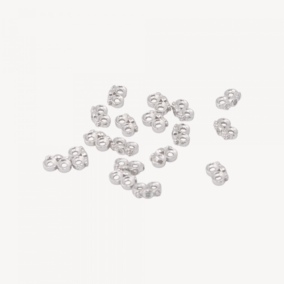 Componente Distanziatore Multifilo In Argento 925 Barretta A 2 Fili Con Zircone 7x2,5mm 20pz Rodiato-PAVE' CONNECTEURS | Worldofjewel.com
