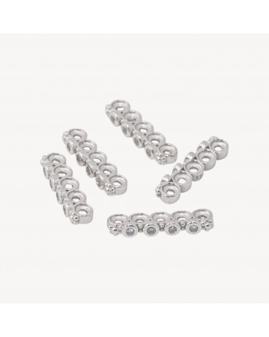 Componente Distanziatore Multifilo In Argento 925 Barretta A 5 Fili Con Zircone 16x2,5mm 10pz Rodiato-CONNETTORI PAVE' | Worldofjewel.com