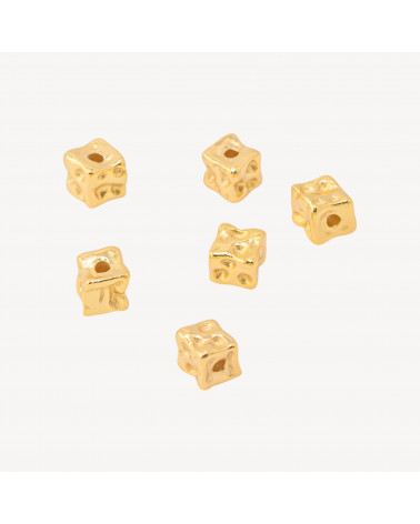 Componente Distanziatore Perline In Argento 925 Cubi Battuti 6pz Dorato-PAVE' CONNECTEURS | Worldofjewel.com