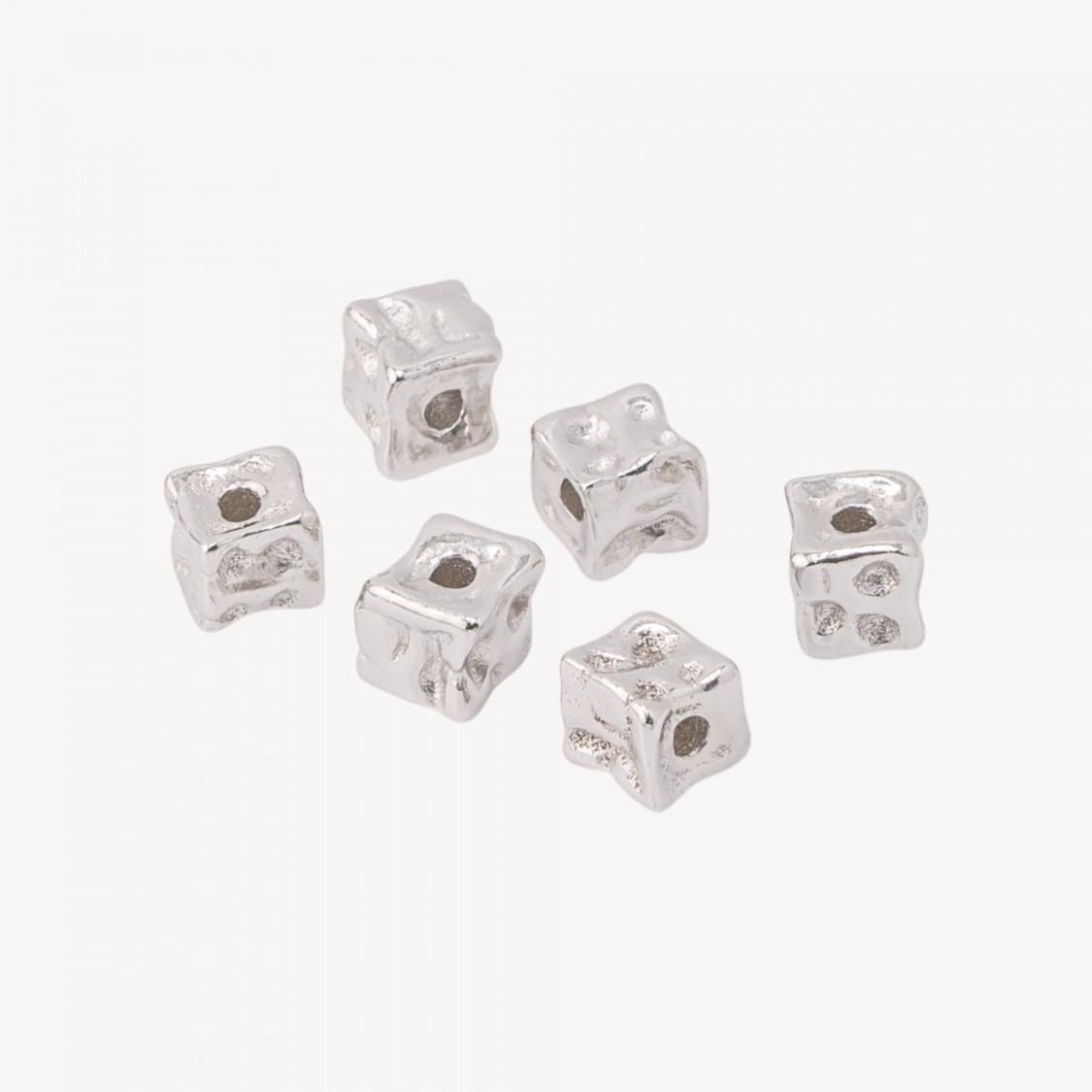 Componente Distanziatore Perline In Argento 925 Cubi Battuti 6pz Rodiato-PAVE' CONNECTEURS | Worldofjewel.com
