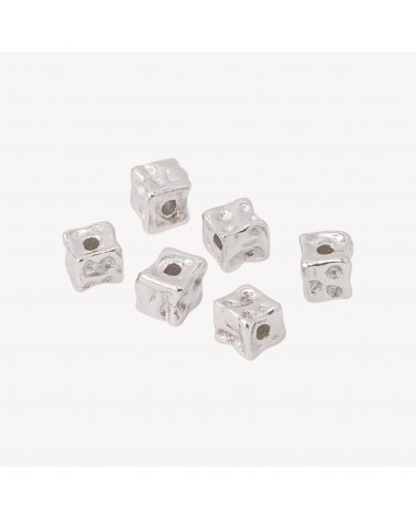 Componente Distanziatore Perline In Argento 925 Cubi Battuti 6pz Rodiato-PAVE' CONNECTEURS | Worldofjewel.com