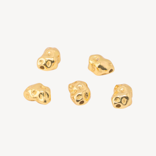 5 Stück 925er Silbernugget-Abstandshalterperlen 5,5 x 7,5 mm, vergoldet