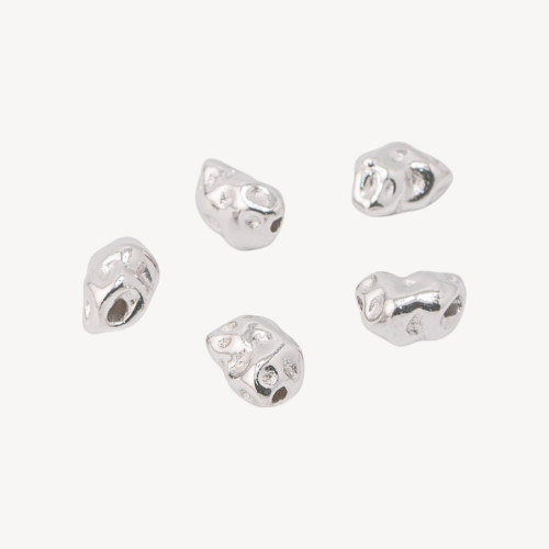 5 perles d'espacement en argent 925, 5,5 x 7,5 mm, plaquées rhodium
