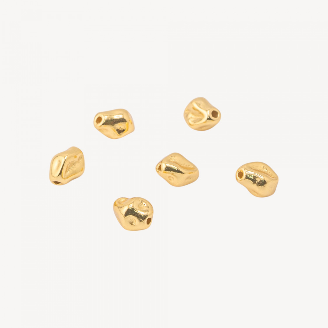 Componente Distanziatore Perline In Argento 925 Pepita 5x6,5mm 6pz Dorato-PAVE' CONNECTEURS | Worldofjewel.com