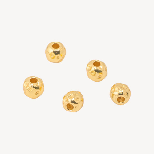 Ασημένιες χάντρες Nugget Spacer 925 6mm 5 τεμάχια χρυσές