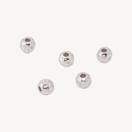 Ασημένιες χάντρες Nugget Spacer 6mm, 5 τεμάχια, επιροδιωμένες