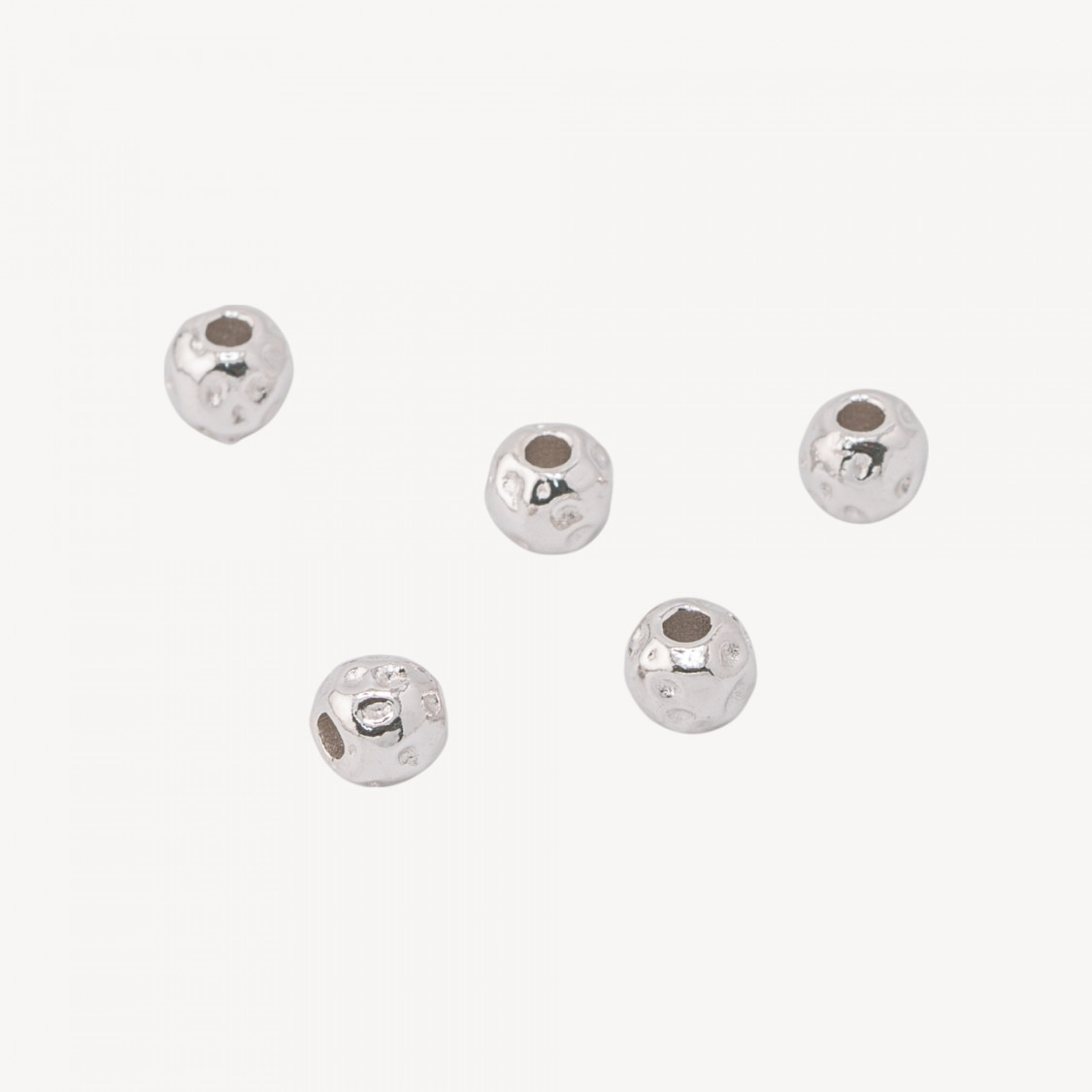 Componente Distanziatore Perline In Argento 925 Pepita 6mm 5pz Rodiato-PAVE' CONNECTEURS | Worldofjewel.com