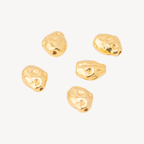 Perle d'espacement en argent 925, 7 x 8,5 mm, 5 pièces, couleur or