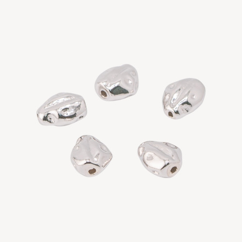 Perle d'espacement en argent 925, 7 x 8,5 mm, 5 pièces, plaquée rhodium