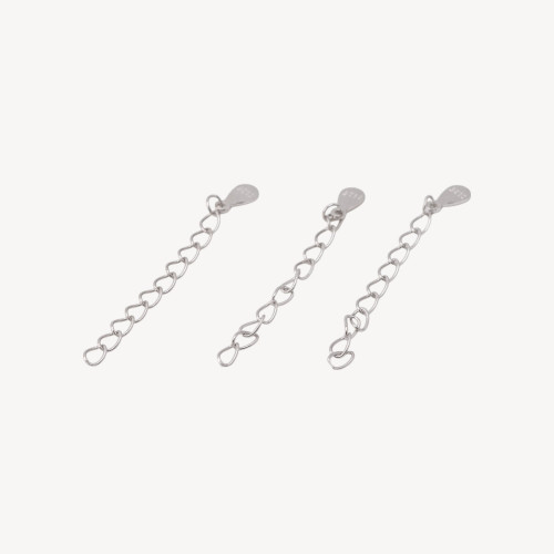 925 Silver Extender Chain Connector 3cm 10pcs Rhodium Plated