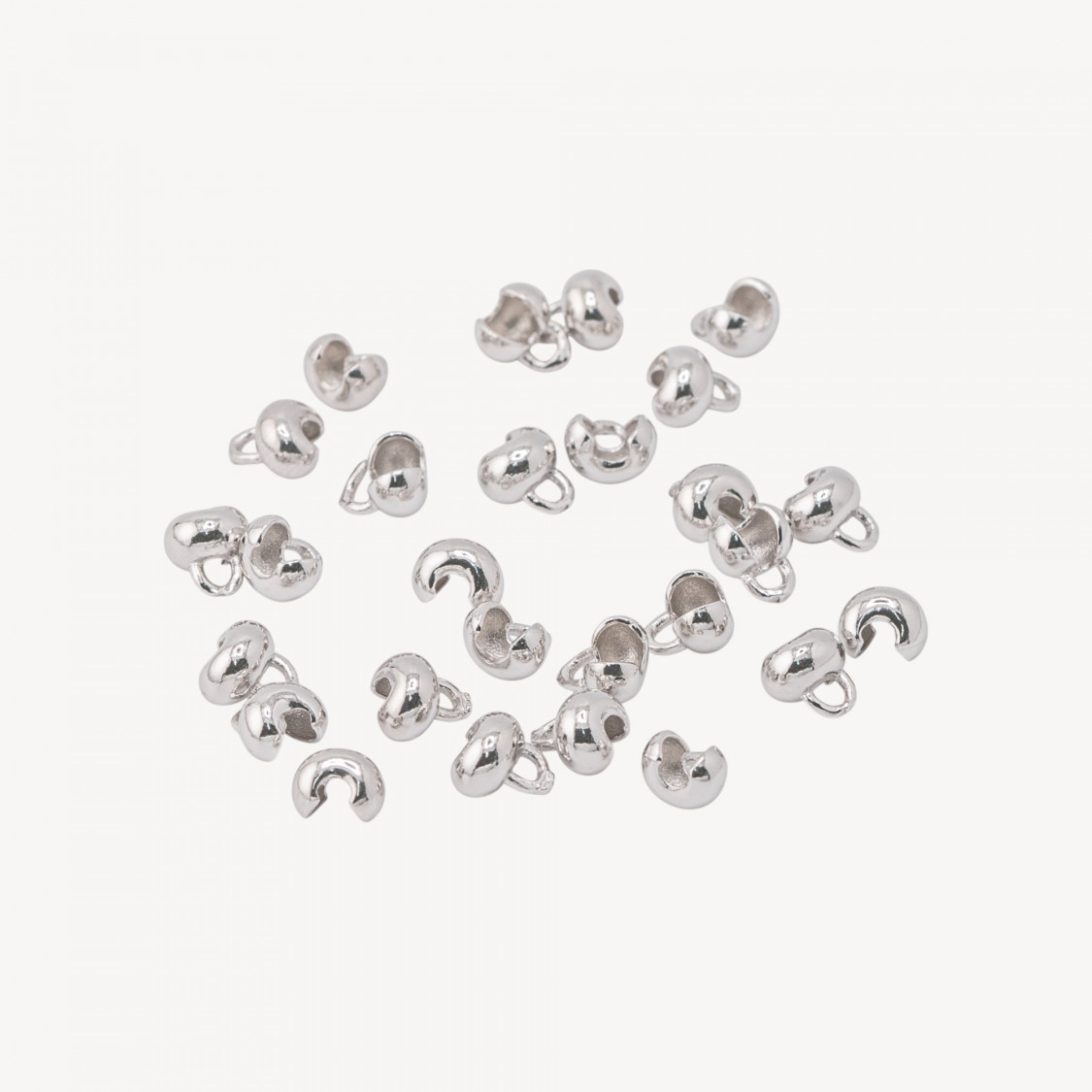 Coprinodo Finale In Argento 925 Sfera Aperta 4mm Con Anellini 5gr 25pz Circa Rodiato-DIY 925 Silberverschluss | Worldofjewel.com