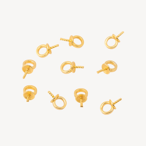 Anhänger aus 925er Sterlingsilber mit Hakenverschluss, 5-mm-Ring, 4-mm-Fassung, 0,8-mm-Draht, ca. 10 Stück, vergoldet