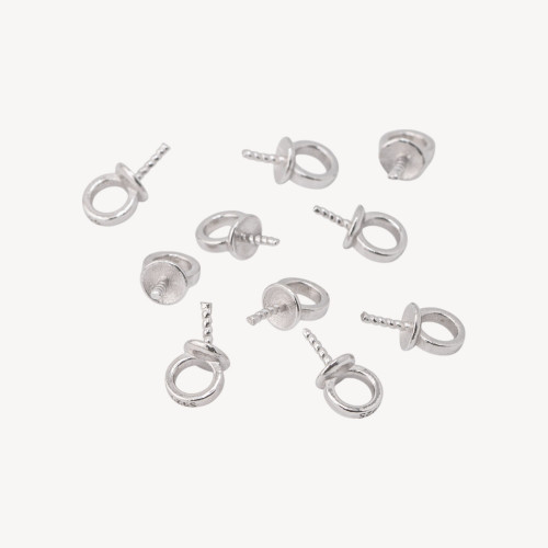 Anhänger aus 925er Sterlingsilber mit Hakenverschluss, 5-mm-Ring, 4-mm-Becher, 0,8-mm-Draht, ca. 10 Stück, rhodiniert