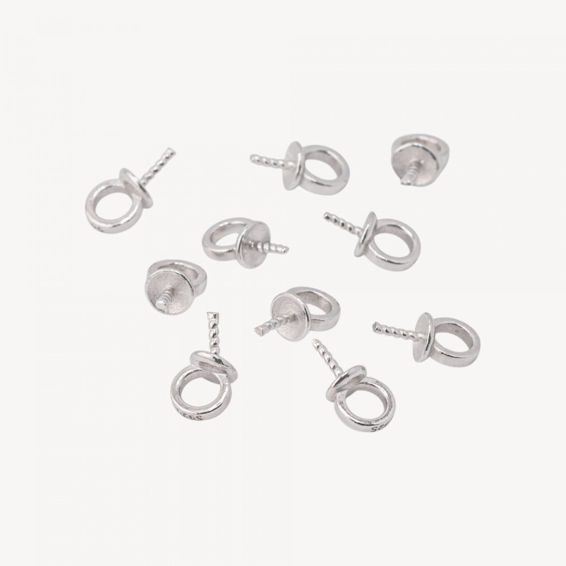 Gancio Pendente Finale In Argento 925 Anellino Da 5mm Coppetta Da 4mm Filo 0,8mm 10pz Circa Rodiato-DIY 925 Silberverschluss | Worldofjewel.com