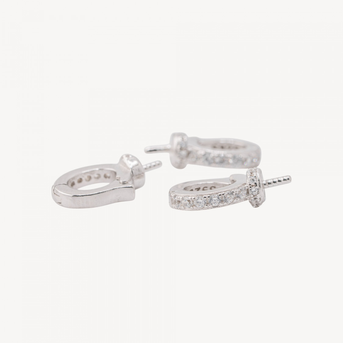 Gancio Pendente Finale In Argento 925 Apribile Con Zirconi 7,5x10mm 5pz Rodiato-DIY 925 Silberverschluss | Worldofjewel.com