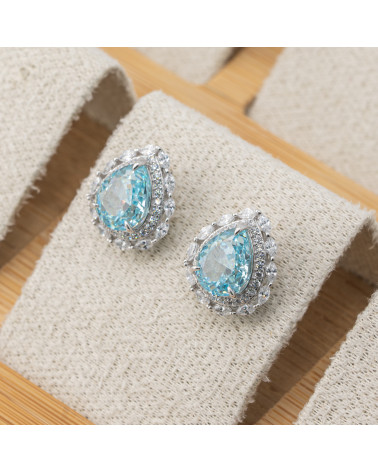 Orecchini In Argento Con Corindone MOD1493 Celeste-925 SILBER LUXE OHRRINGE | Worldofjewel.com