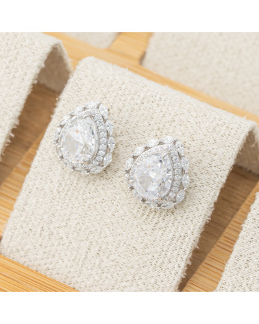 Orecchini In Argento Con Corindone MOD1493 Trasparente-BOUCLES D'OREILLES DE LUXE EN ARGENT 925 | Worldofjewel.com