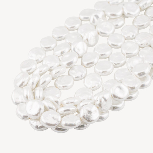 Perles baroques blanches plates de Majorque de 15 mm