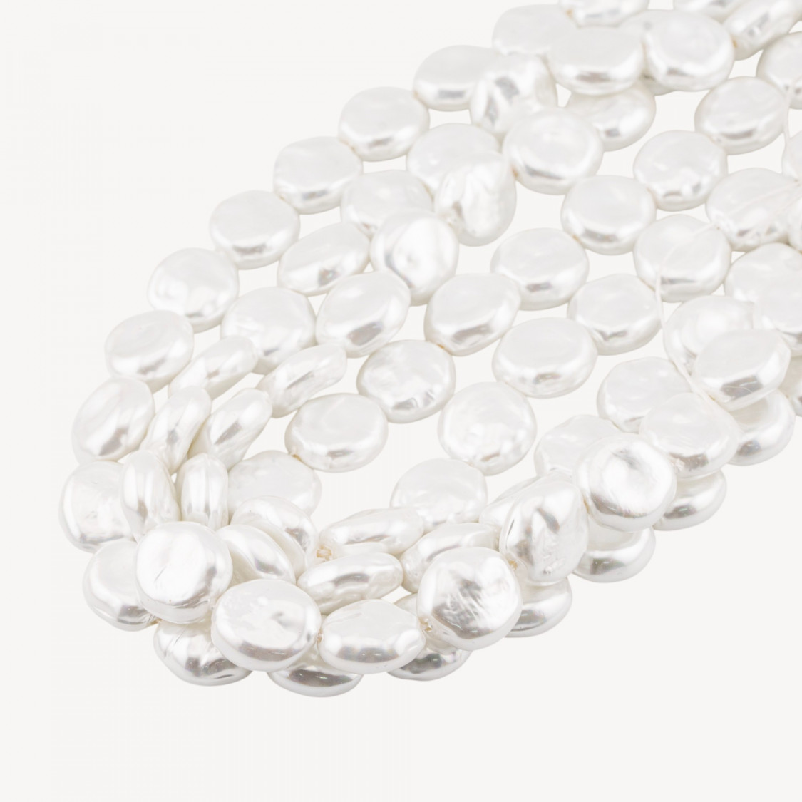 Perle di Maiorca Bianca Barocca Piatta 15mm-PERLE DI VETRO | Worldofjewel.com