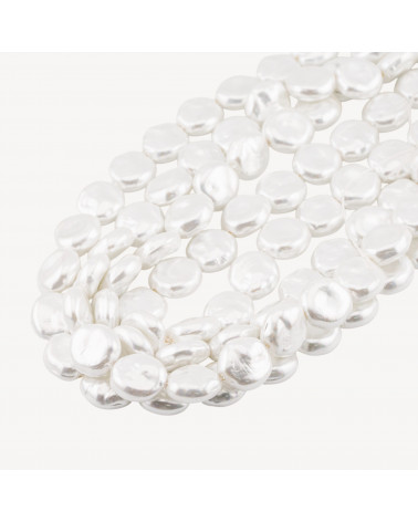 Perle di Maiorca Bianca Barocca Piatta 15mm-PERLE DI VETRO | Worldofjewel.com