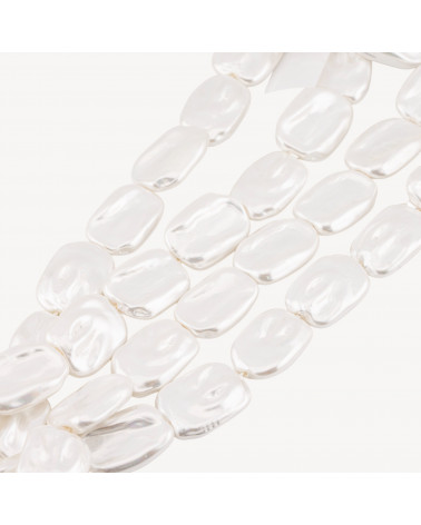 Perle di Maiorca Bianca Barocca Piatta 18x22mm-PERLE DI VETRO | Worldofjewel.com