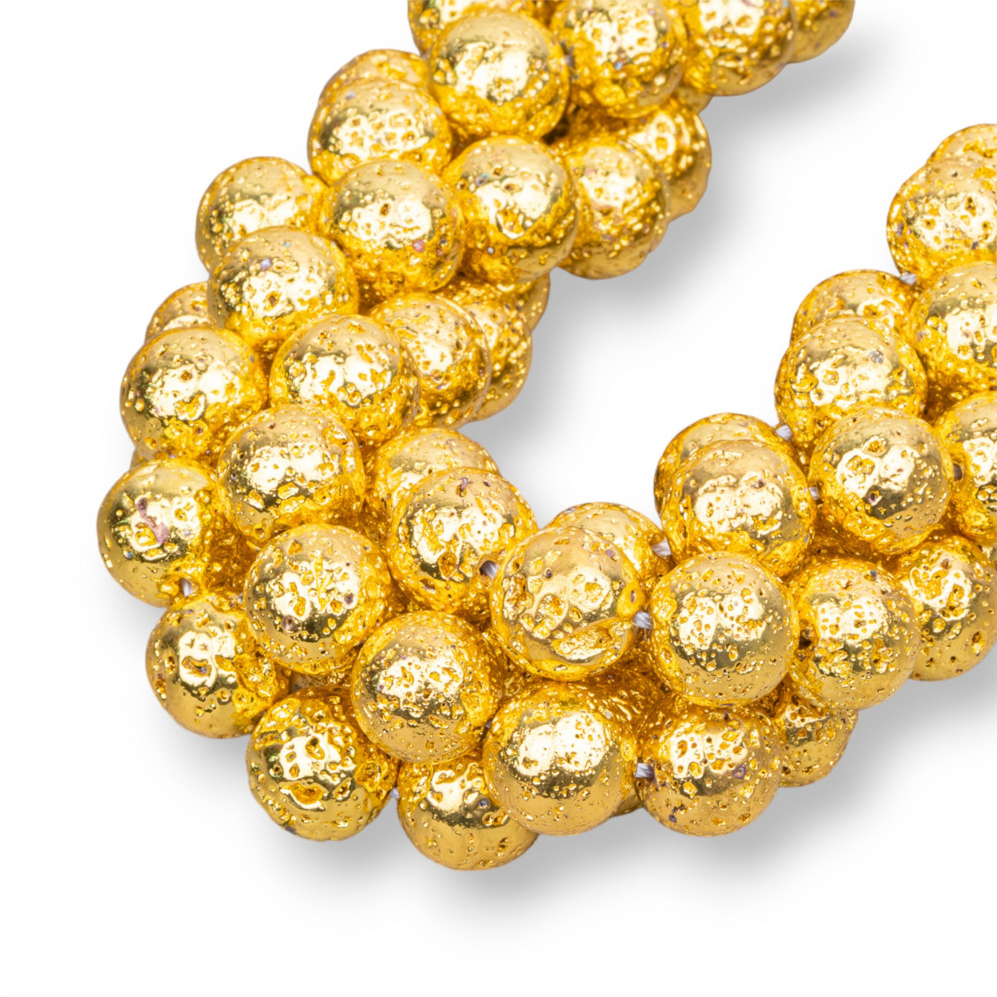 Pietra Lavica Tonda Liscia Placcato Oro 12mm-GOLDEN | Worldofjewel.com