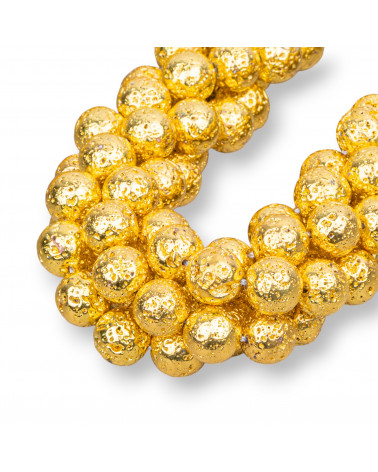 Pietra Lavica Tonda Liscia Placcato Oro 12mm-GOLDEN | Worldofjewel.com