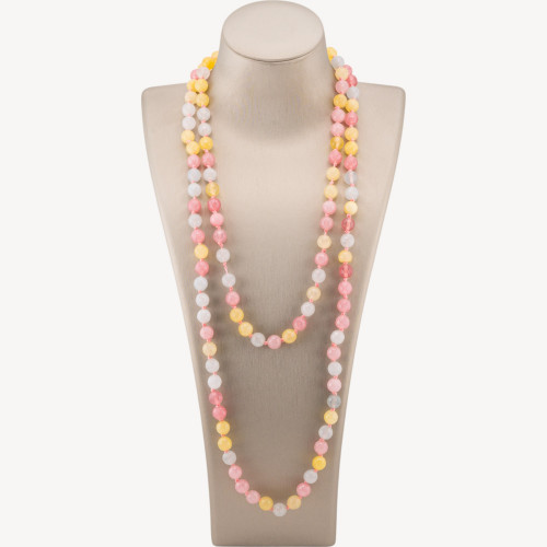 8mm Knotted Charlestone Gemstone Bijoux Necklace, 120cm, Multicolor