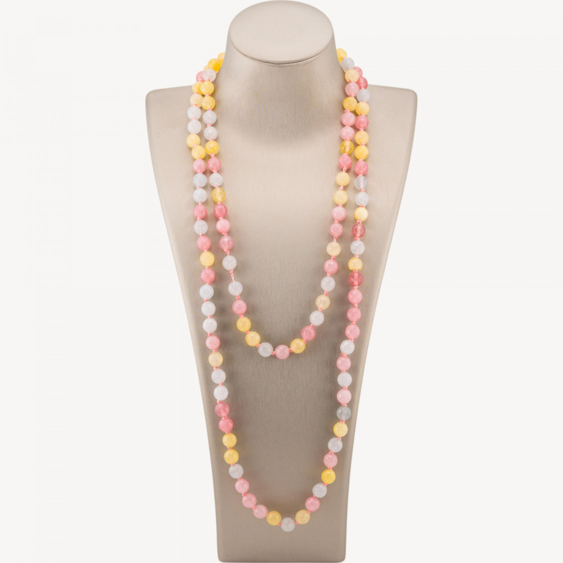Collana Bijoux Charlestone Di Pietre Dure 8mm Annodate 120cm Multicolor-COLLANE DI PIETRE DURE | Worldofjewel.com