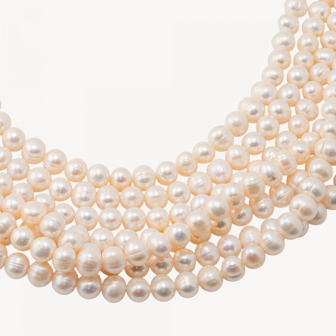 Perle di Fiume Tonde 8,0-9,0mm Semiround Rigato Bianco-PERLE DI FIUME SELEZIONE ALTA | Worldofjewel.com