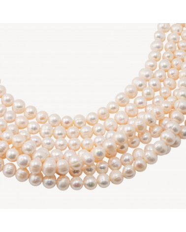 Perle di Fiume Tonde 8,0-9,0mm Semiround Rigato Bianco-PERLE DI FIUME SELEZIONE ALTA | Worldofjewel.com