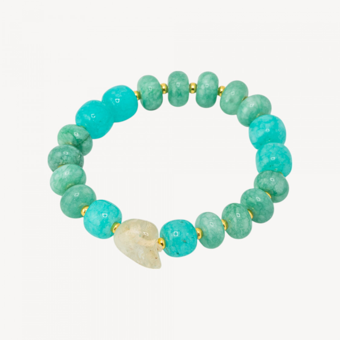 Bracciale Elastico con Pietre Rondelle 10mm E Sasso Burattato Con ematite MOD2722-HARTE STEINE | Worldofjewel.com