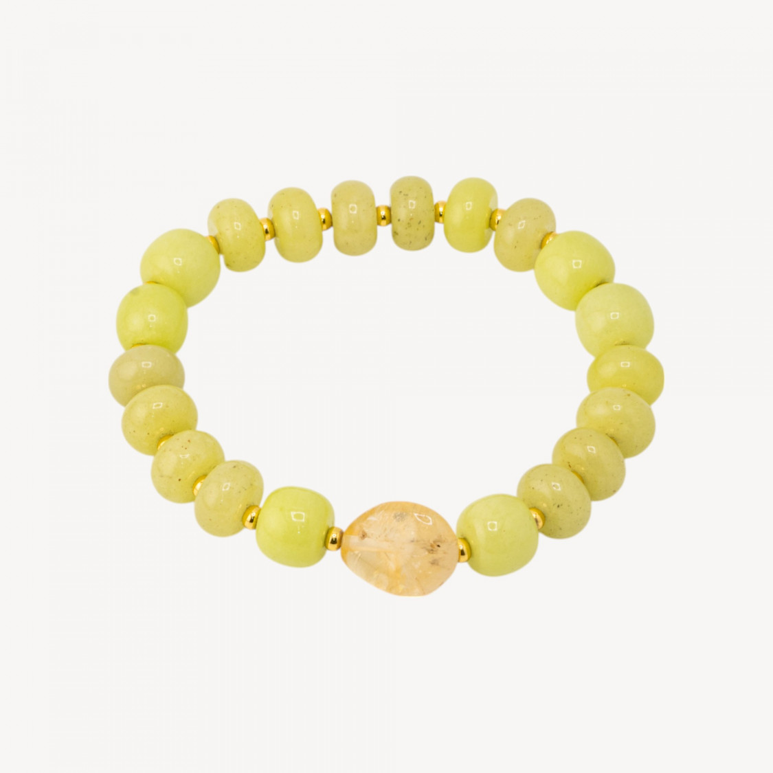 Bracciale Elastico con Pietre Rondelle 10mm E Sasso Burattato Con ematite MOD2722 Giada Verde Oliva-PIEDRAS DURAS | Worldofjewel.com