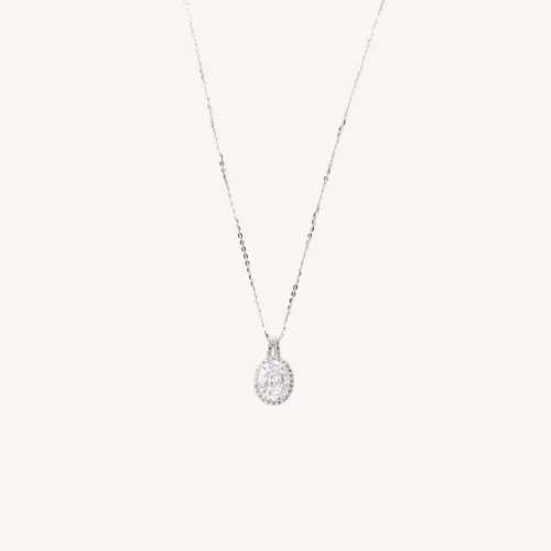 MOD1512 Collar colgante de plata con corindón blanco