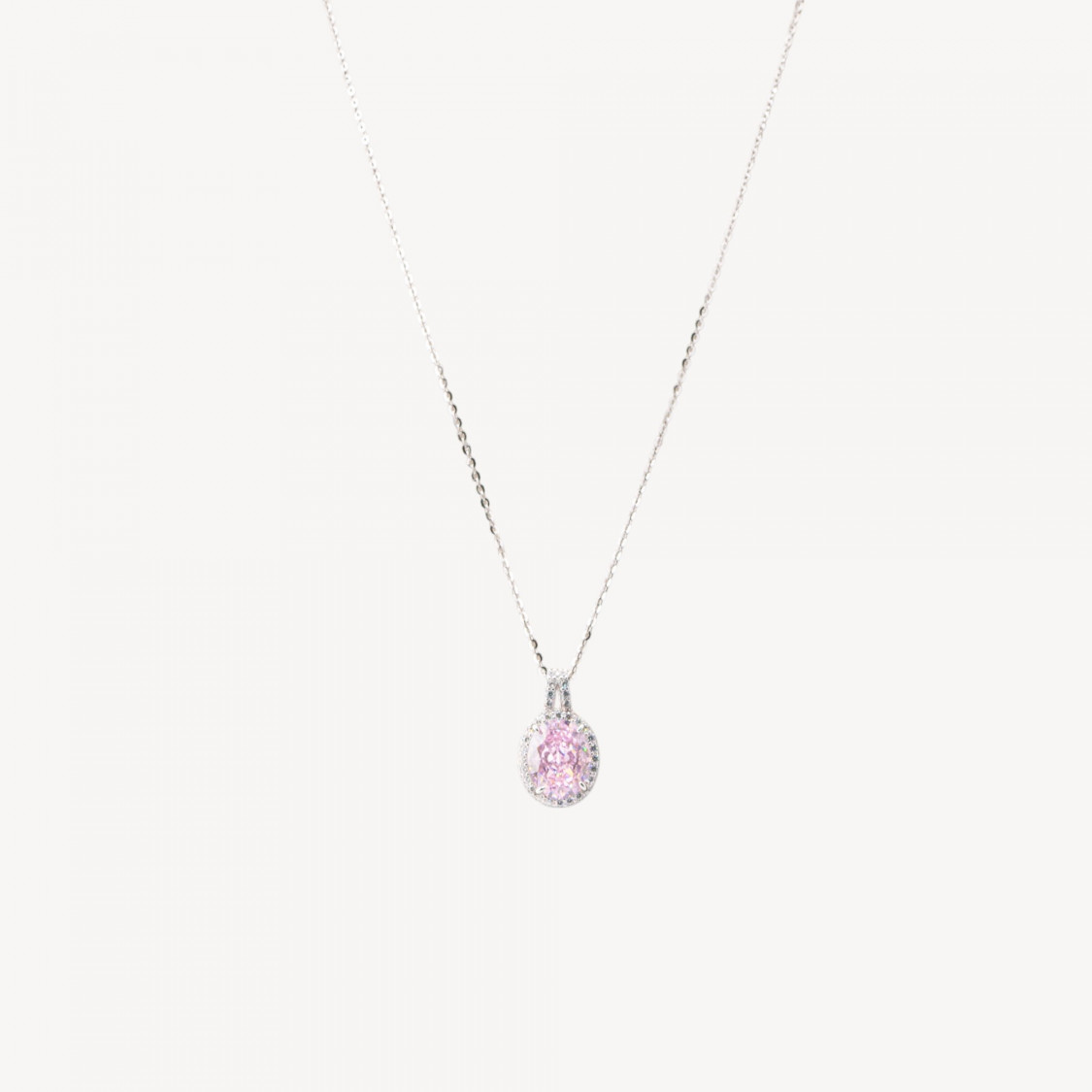Collana Con Pendente In Argento Con Corindone MOD1512 Rosa-COLLARES DE PLATA 925 | Worldofjewel.com