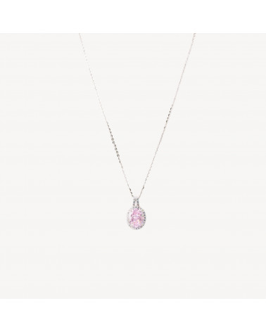 Collana Con Pendente In Argento Con Corindone MOD1512 Rosa-COLLARES DE PLATA 925 | Worldofjewel.com