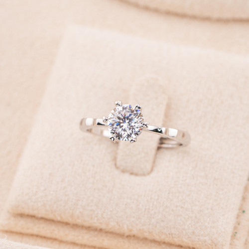 Bague en argent 925 avec moissanite MOD1438 plaquée rhodium