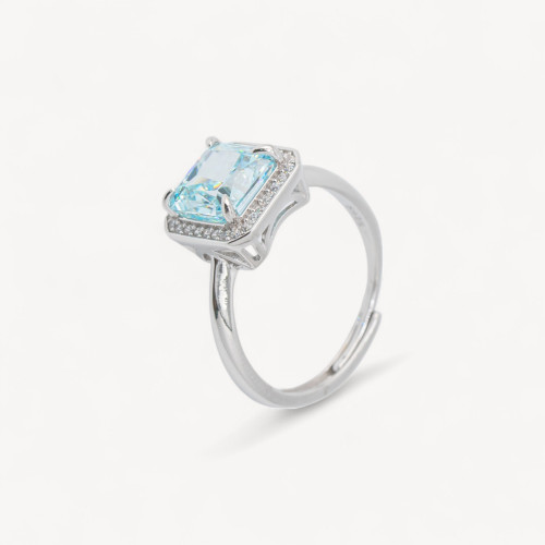 Anello In Argento 925 Con Corindone MOD1496 Rodiato Celeste-ANELLI DI ARGENTO 925 | Worldofjewel.com