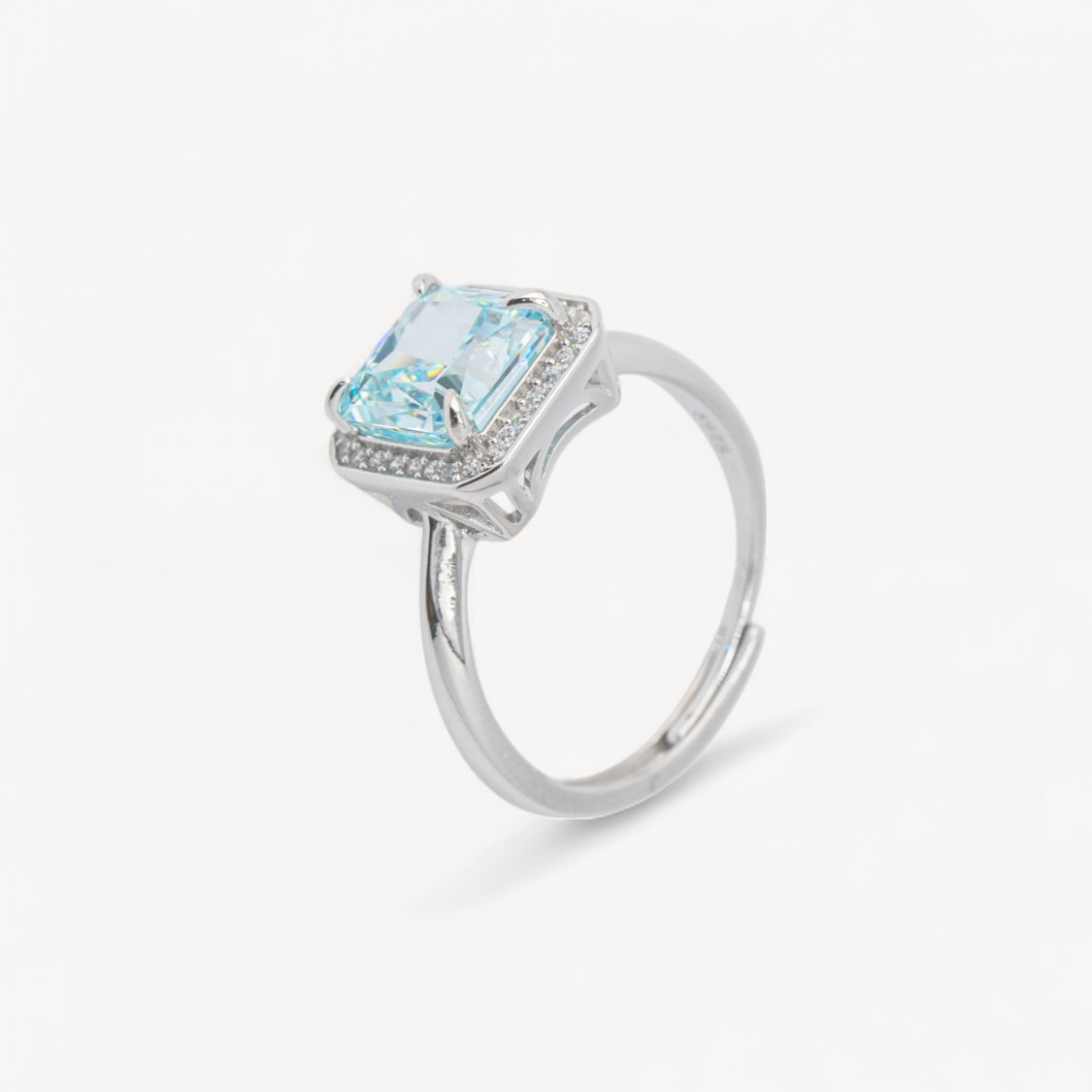 Anello In Argento 925 Con Corindone MOD1496 Rodiato Celeste-ANELLI DI ARGENTO 925 | Worldofjewel.com