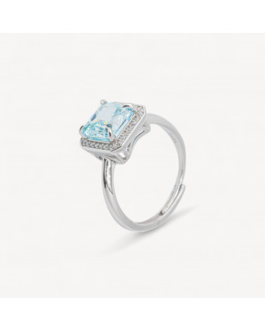 Anello In Argento 925 Con Corindone MOD1496 Rodiato Celeste-ANELLI DI ARGENTO 925 | Worldofjewel.com