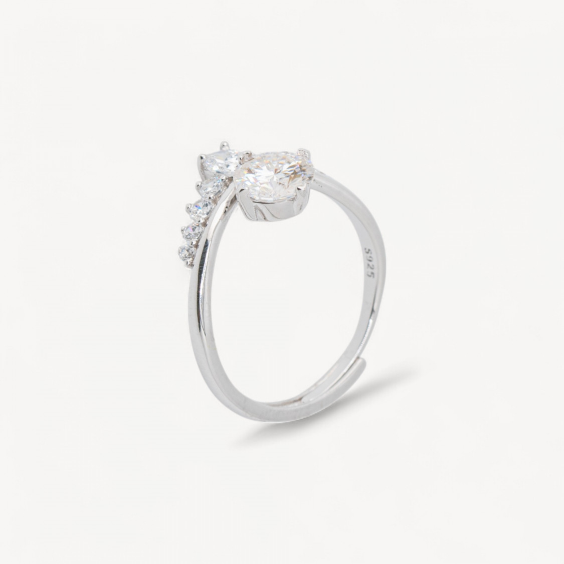 Anello In Argento Con Moissanite MOD1442 Rodiato-ANELLI DI ARGENTO 925 | Worldofjewel.com