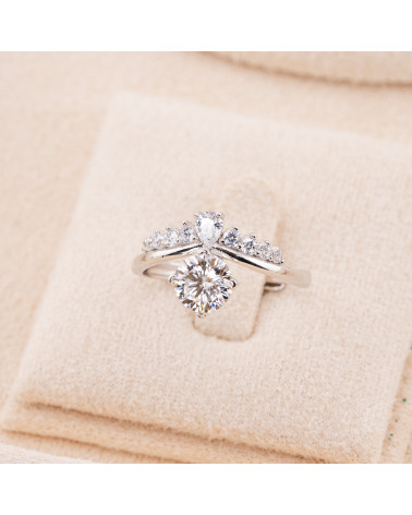 Anello In Argento 925 Con Moissanite MOD1442 Rodiato-ANELLI IN MOISSANITE E ARGENTO 925 | Worldofjewel.com